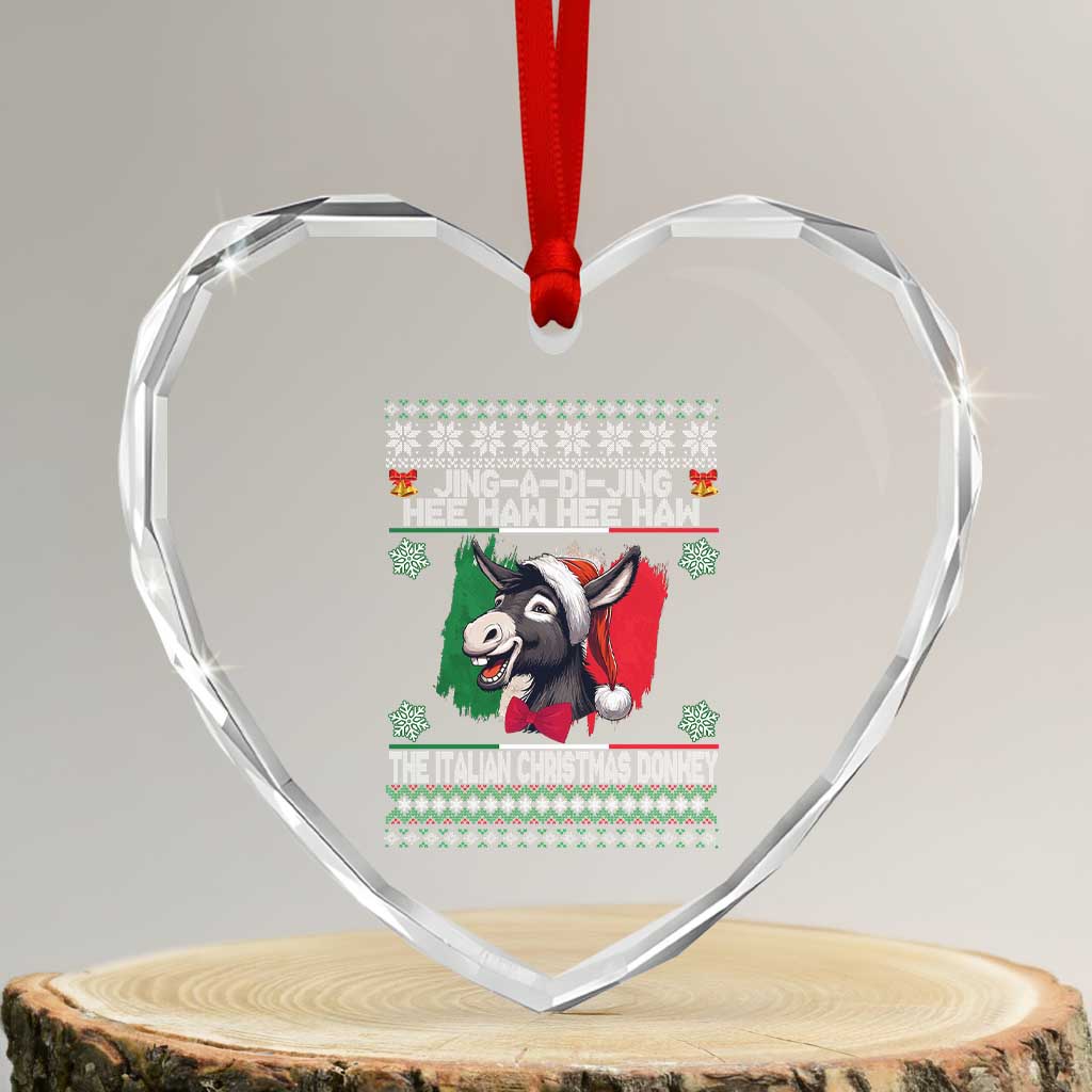 Italian Xmas Donkey Heart Crystal Glass Ornament Funny Jing A Di Jing Hee Haw Italy Flag TS02 Transparent Glass 3'' Heart Print Your Wear