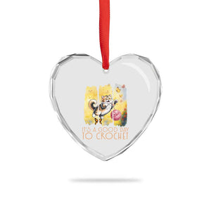 Its A Good Day To Crochet Heart Crystal Glass Ornament Cute Cat Chasing Yarn TS12 Print Your Wear