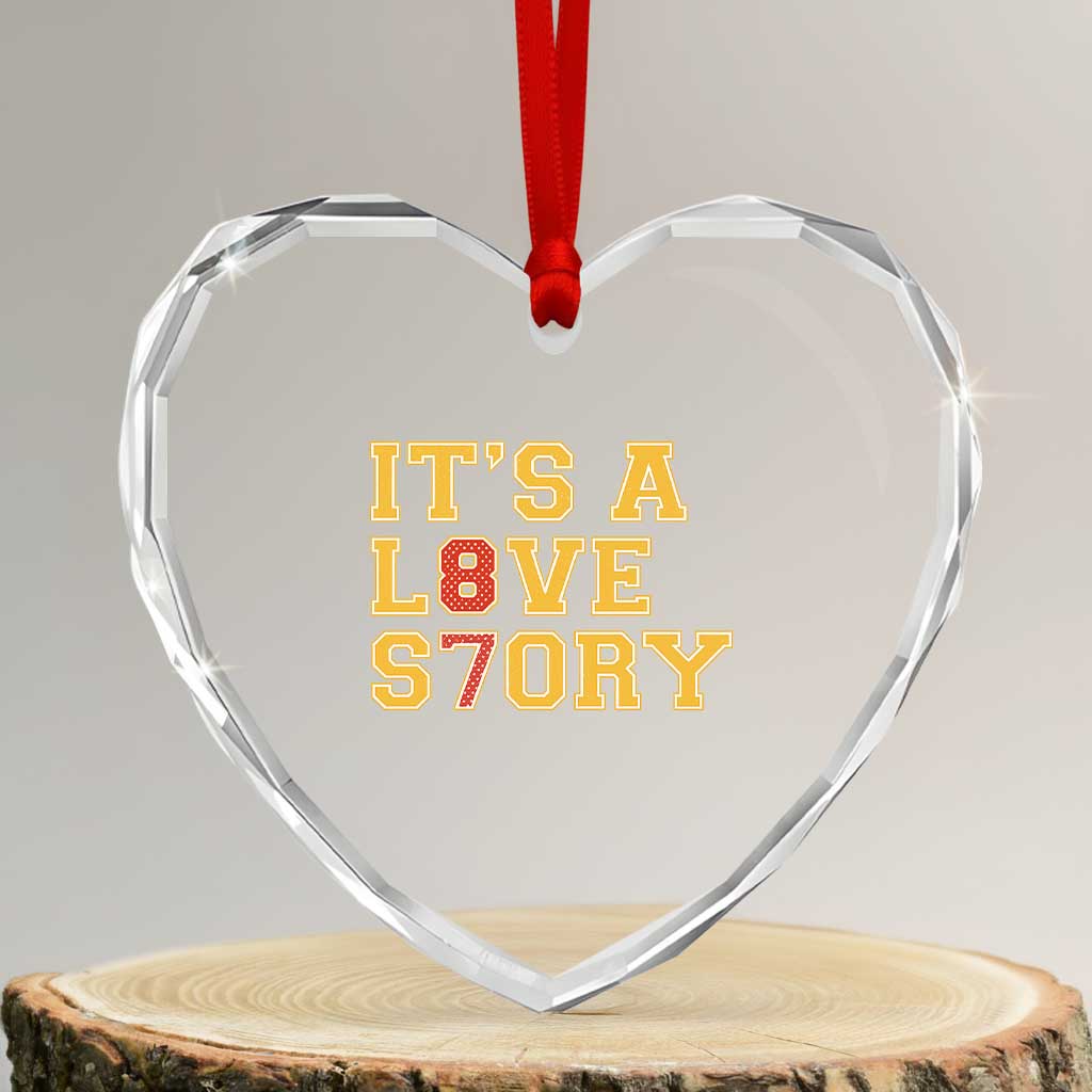 Its a Love Story 87 Heart Crystal Glass Ornament Inspired Football Romance TS02 Transparent Glass 3'' Heart Print Your Wear