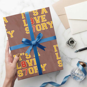 Its a Love Story 87 Wrapping Paper Roll Inspired Football Romance TS02 Mocha Print Your Wear