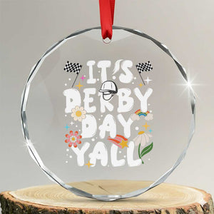 It's Derby Day Y'All Crystal Glass Ornament Retro Groovy KY Horse Racing TS02 Transparent Glass 3'' Circle Print Your Wear