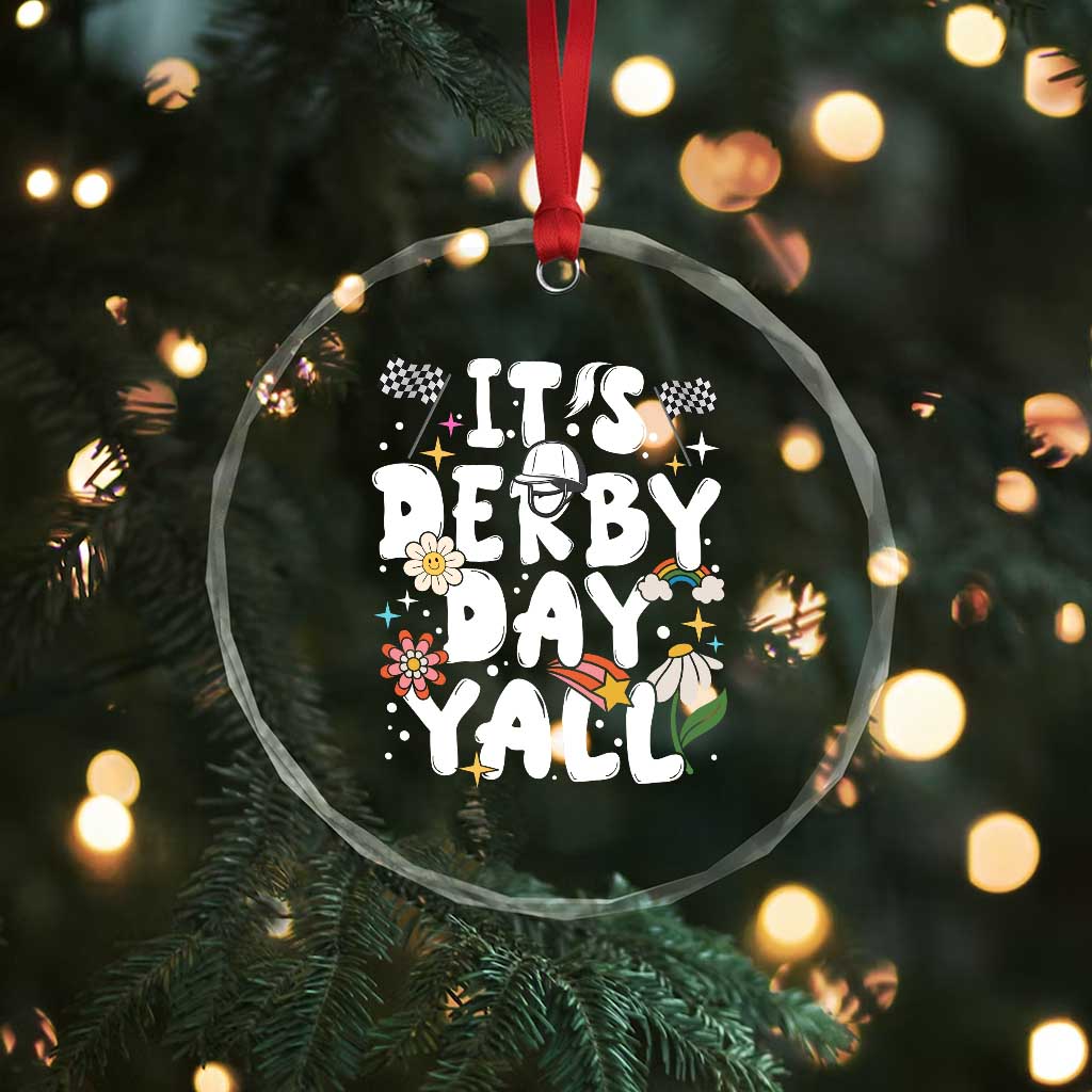 It's Derby Day Y'All Crystal Glass Ornament Retro Groovy KY Horse Racing TS02 Print Your Wear