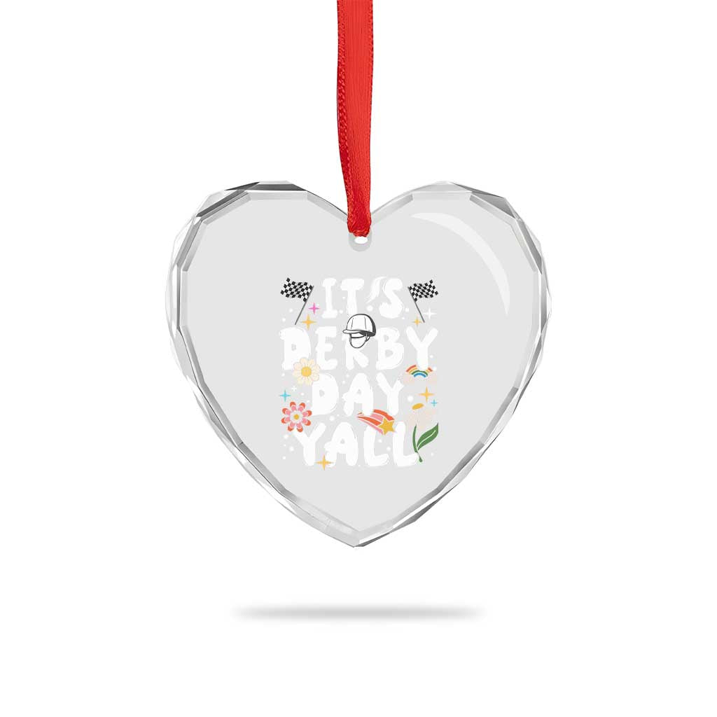 It's Derby Day Y'All Heart Crystal Glass Ornament Retro Groovy KY Horse Racing TS02 Print Your Wear