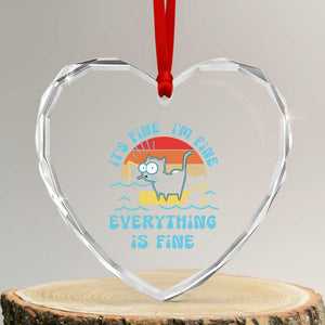 It's Fine I'm Fine Everything Is Fine Funny Cat Heart Crystal Glass Ornament Christmas Gift TS10 Transparent Glass 3'' Heart Print Your Wear