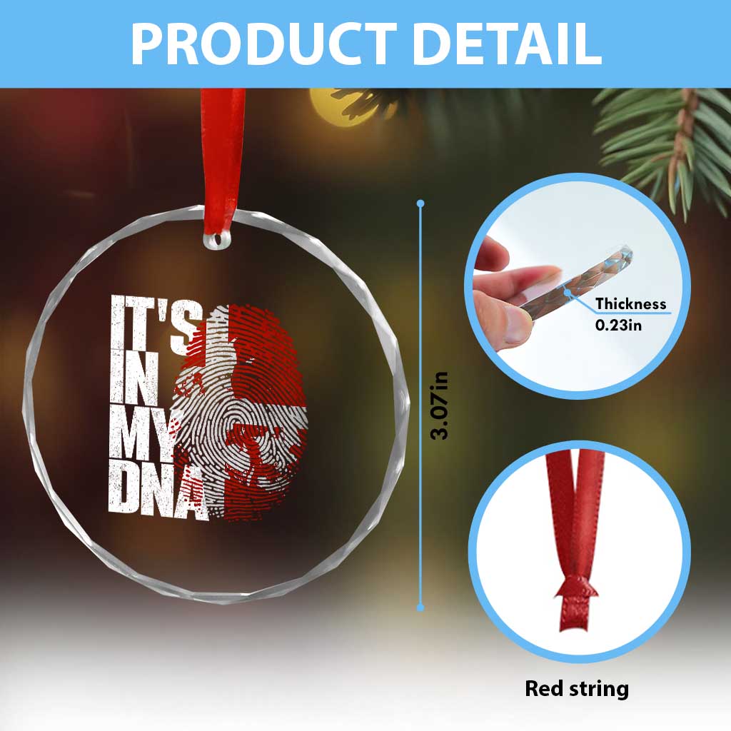 It's in My DNA Crystal Glass Ornament Denmark Map Flag Danish Gift