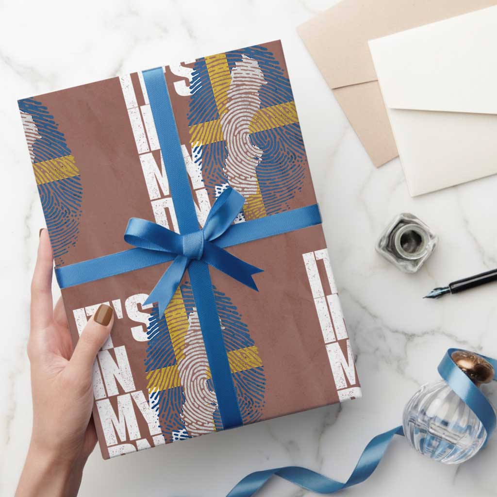 It's in My DNA Wrapping Paper Roll Sweden Sverige Swedish Map Flag
