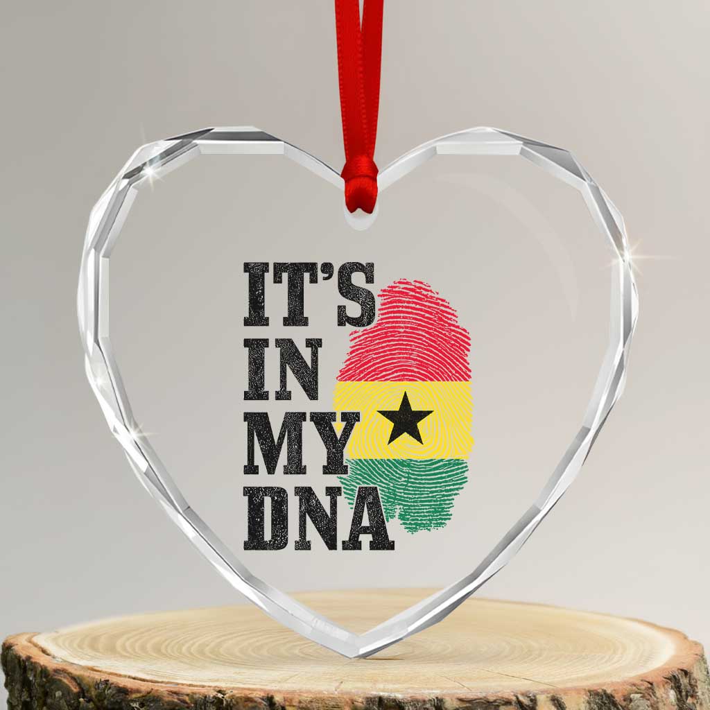 Its In My DNA Ghana Heart Crystal Glass Ornament Fingerprint Flag Proud Ghanaian Heritage Ghanese Roots TS10 Transparent Glass 3'' Heart Print Your Wear