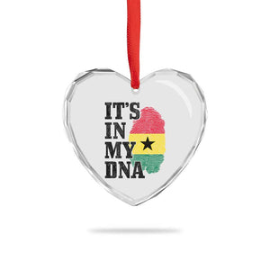 Its In My DNA Ghana Heart Crystal Glass Ornament Fingerprint Flag Proud Ghanaian Heritage Ghanese Roots