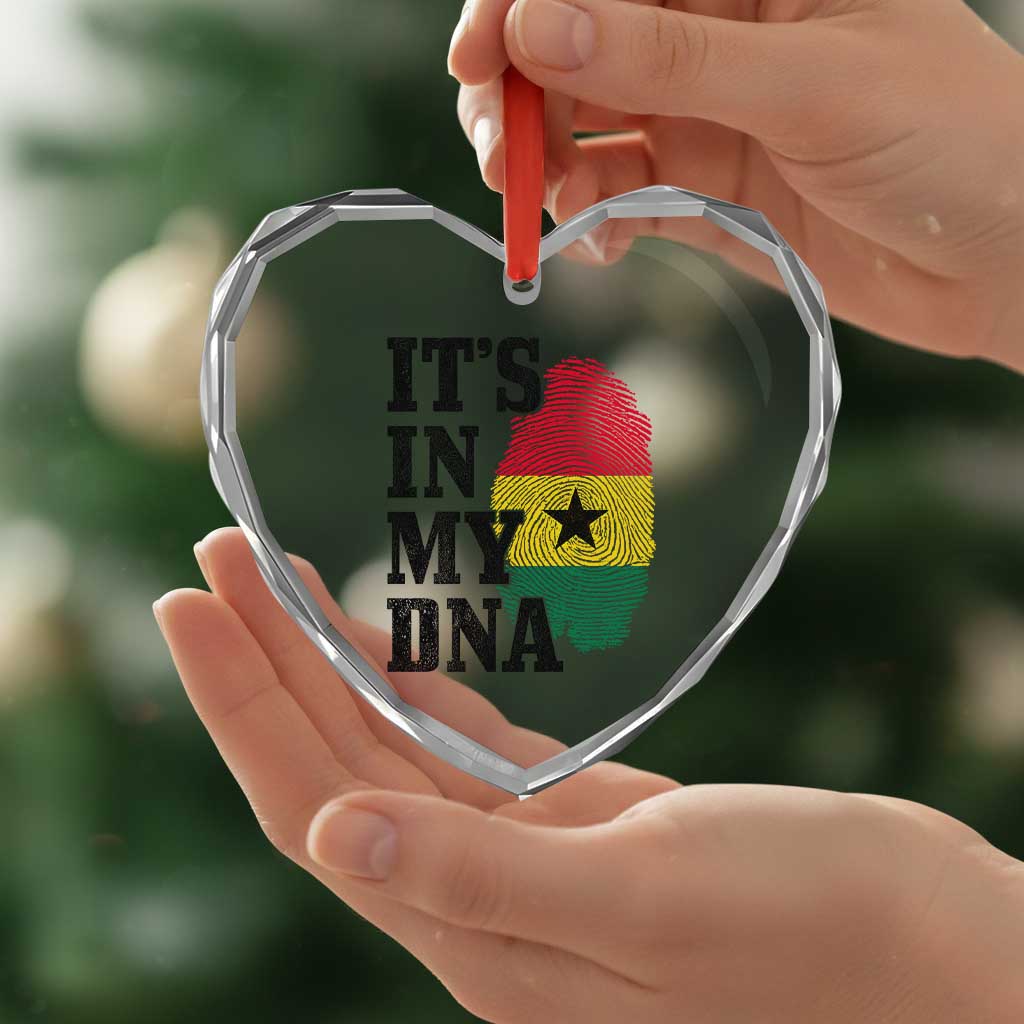 Its In My DNA Ghana Heart Crystal Glass Ornament Fingerprint Flag Proud Ghanaian Heritage Ghanese Roots