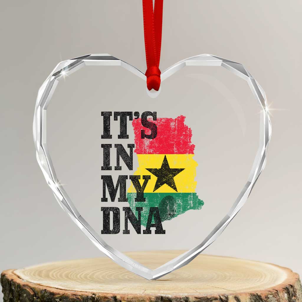 Its In My DNA Ghana Heart Crystal Glass Ornament Proud Ghanaian Heritage Ghanese Roots Vintage Ghana Map Flag TS10 Transparent Glass 3'' Heart Print Your Wear