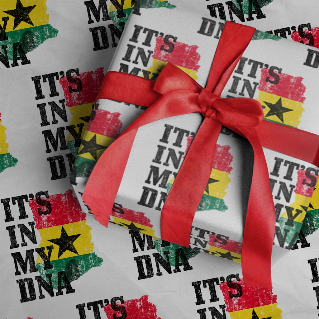 Its In My DNA Ghana Wrapping Paper Roll Proud Ghanaian Heritage Ghanese Roots Vintage Ghana Map Flag