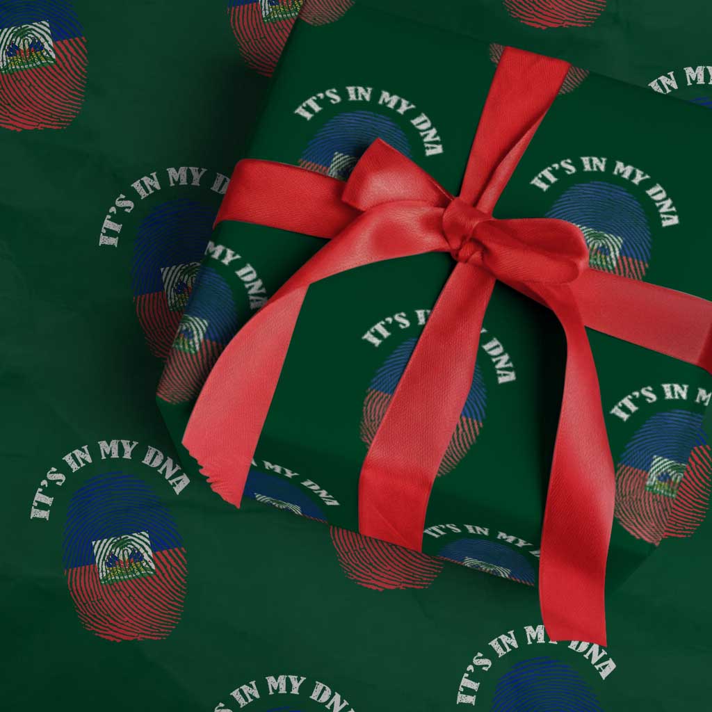 It's In My DNA Haitian Flag Fingerprint Graphic Wrapping Paper Roll Haiti Heritage Pride TS02 Green Print Your Wear