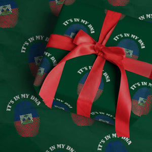 It's In My DNA Haitian Flag Fingerprint Graphic Wrapping Paper Roll Haiti Heritage Pride TS02 Green Print Your Wear