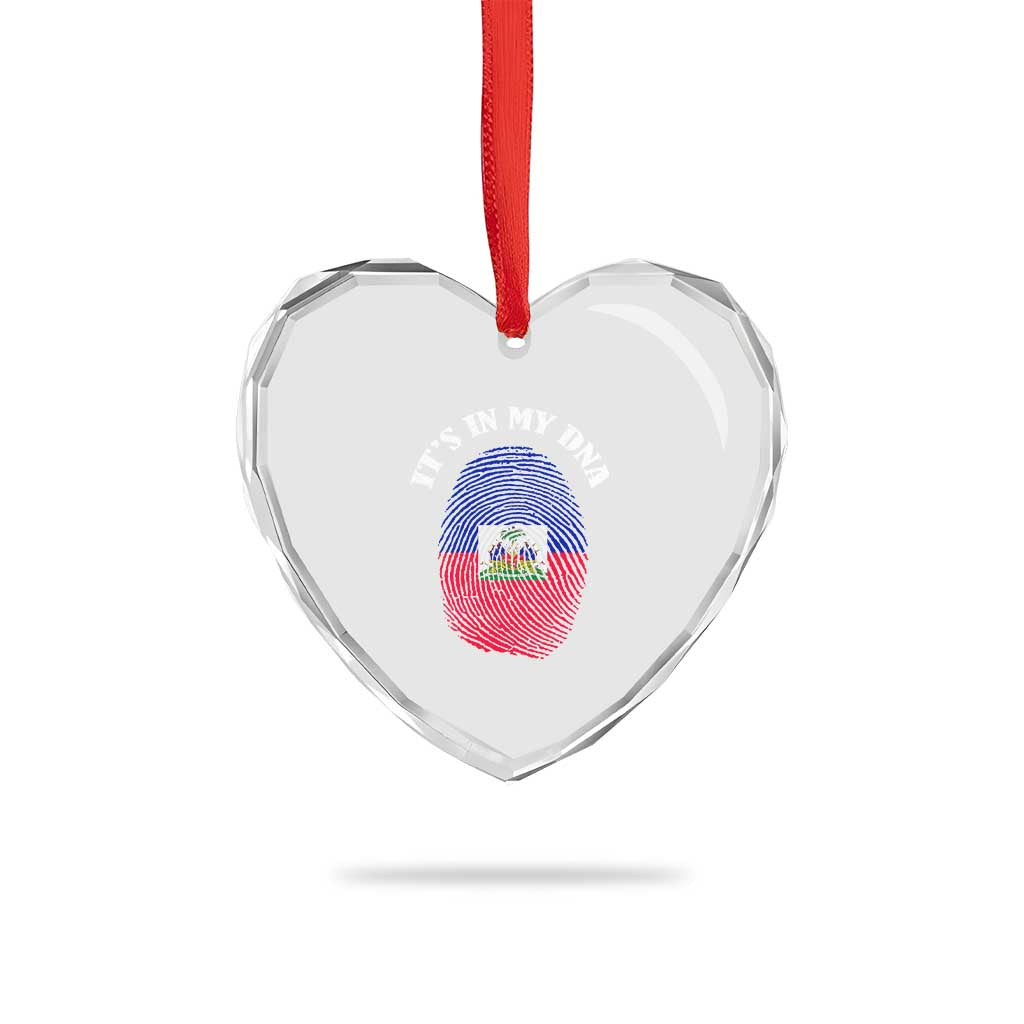 It's In My DNA Haitian Flag Fingerprint Graphic Heart Crystal Glass Ornament Haiti Heritage Pride TS02 Print Your Wear