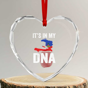 It's In My DNA Haitian Map and Fingerprint Flag Graphic Heart Crystal Glass Ornament Haiti Heritage Pride TS02 Transparent Glass 3'' Heart Print Your Wear