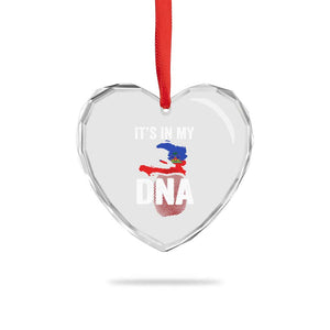 It's In My DNA Haitian Map and Fingerprint Flag Graphic Heart Crystal Glass Ornament Haiti Heritage Pride TS02 Print Your Wear