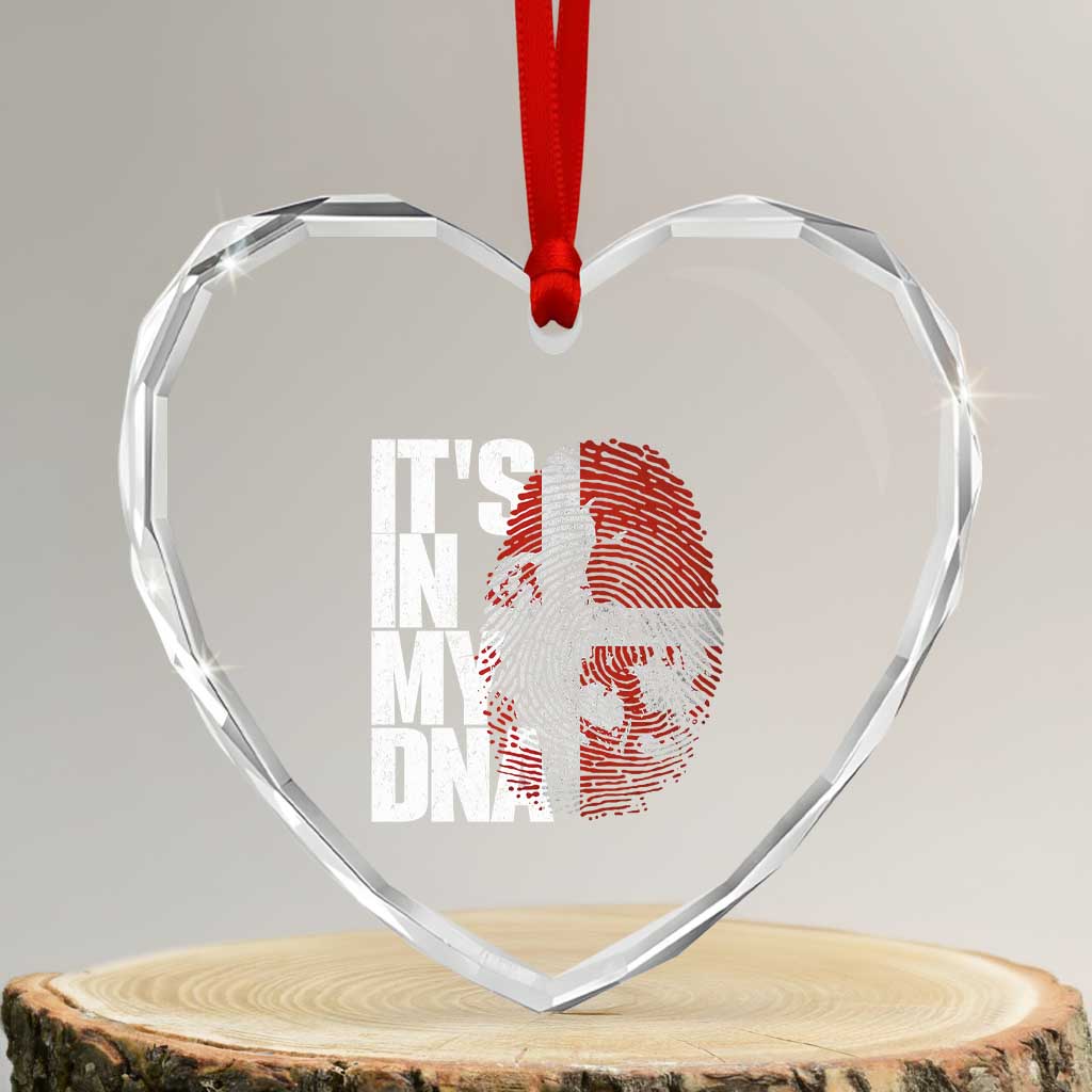It's in My DNA Heart Crystal Glass Ornament Denmark Map Flag Danish Gift