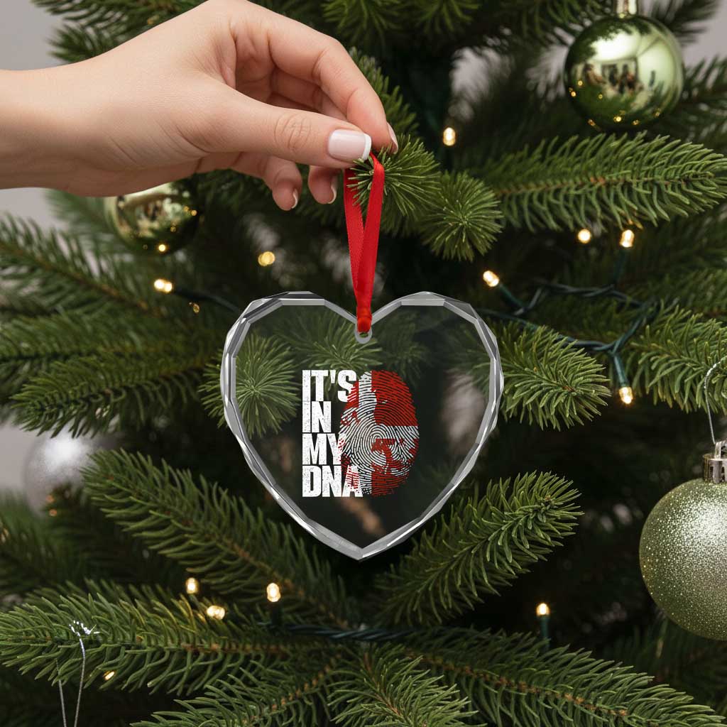 It's in My DNA Heart Crystal Glass Ornament Denmark Map Flag Danish Gift