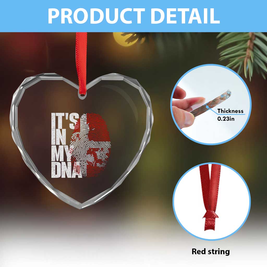It's in My DNA Heart Crystal Glass Ornament Denmark Map Flag Danish Gift