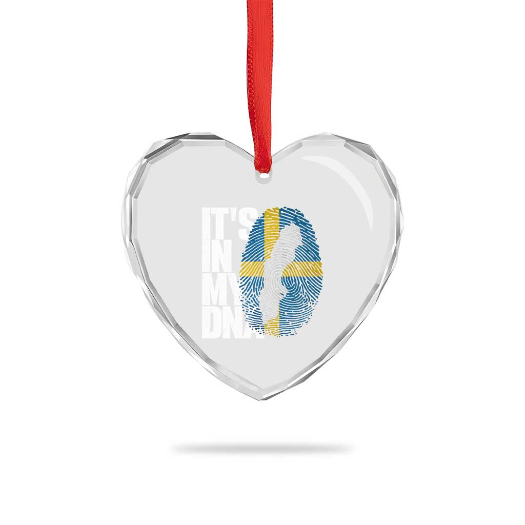 It's in My DNA Heart Crystal Glass Ornament Sweden Sverige Swedish Map Flag