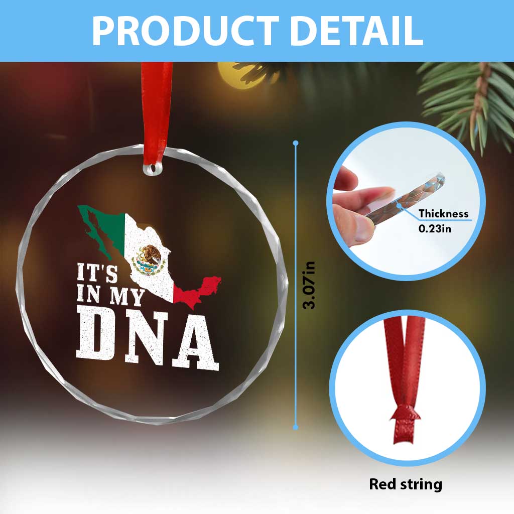 It's in My DNA Mexican Proud Hispanic Gift Mexico Flag Crystal Glass Ornament TS14 Print Your Wear