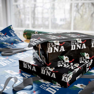 It's in My DNA Mexican Proud Hispanic Gift Mexico Flag Wrapping Paper Roll TS14 Black Print Your Wear