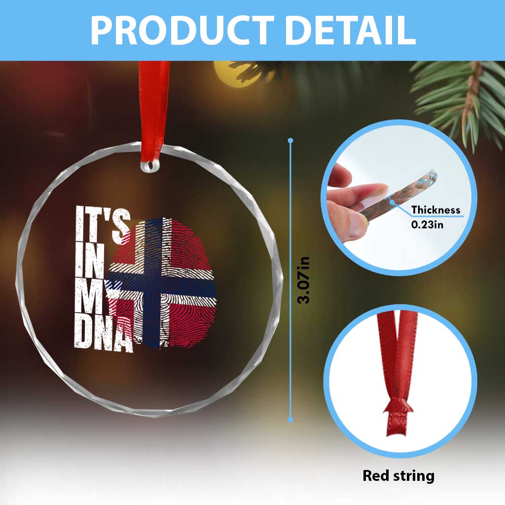 It's in My DNA Norway Norwegian Flag Pride Crystal Glass Ornament TS14 Print Your Wear