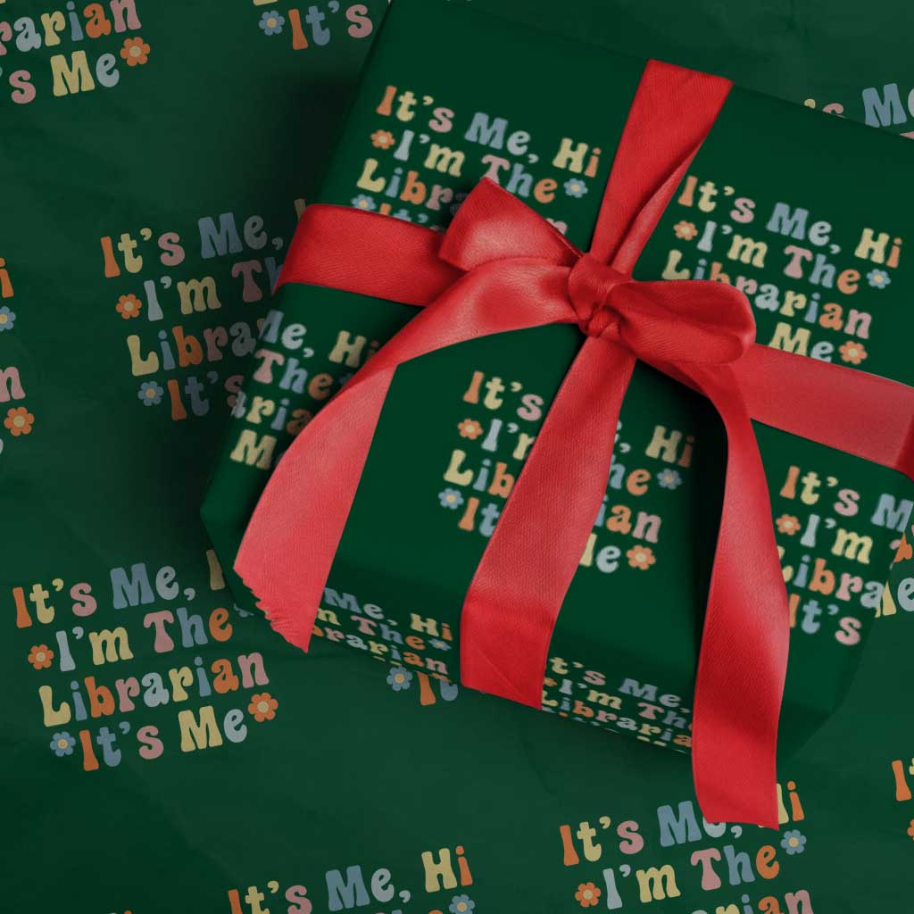 It's Me Hi I'm The Librarian Summer Reading Wrapping Paper Roll Funny Back to School TS14 Green Print Your Wear