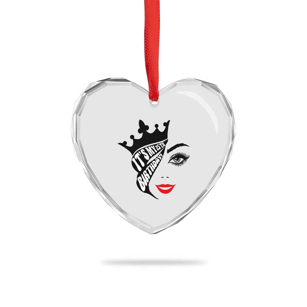 Its My 25th Birthday Heart Crystal Glass Ornament Birthday Queen Crown Gift For Women
