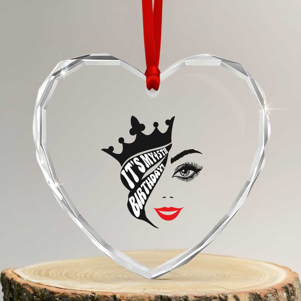 Its My 45th Birthday Heart Crystal Glass Ornament Birthday Queen Crown Gift For Women