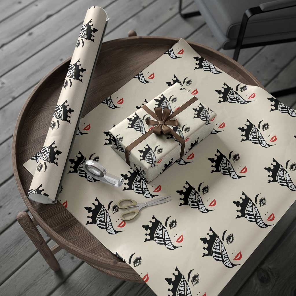 Its My 45th Birthday Wrapping Paper Roll Birthday Queen Crown Gift For Women