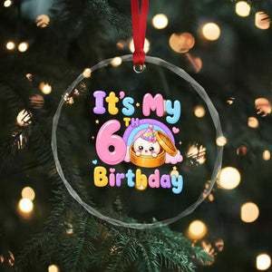 Its My 6th Birthday Kawaii Glitter Dumpling Graphic Crystal Glass Ornament Cute 6 Years Old Rainbow Bday Girl Party