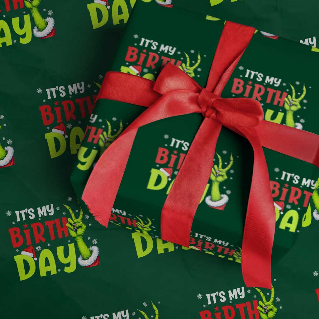 It's My Birthday Christmas Wrapping Paper Roll Funny Bday Xmas TS10 Green Print Your Wear