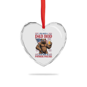 It's Not A Dad BOD It's A Father Figure Heart Crystal Glass Ornament Dad Bear Drinking Beer 4th of July