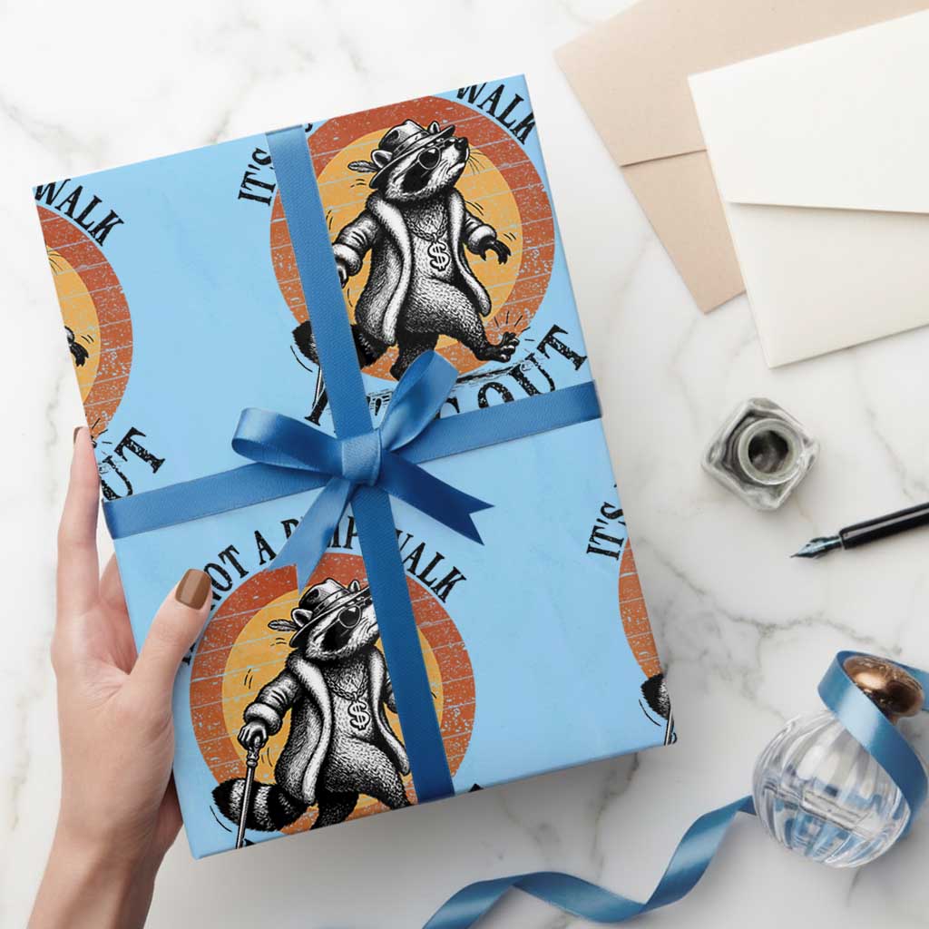 It's Not A Pimp Walk It's Gout Wrapping Paper Roll Funny Gout Dad Sarcastic Raccoon TS14 Light Blue Print Your Wear
