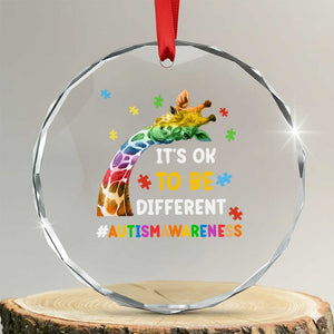 It's Ok To Be Different Autism Awareness Crystal Glass Ornament Rainbow Giraffe Puzzle TS11 Transparent Glass 3'' Circle Print Your Wear