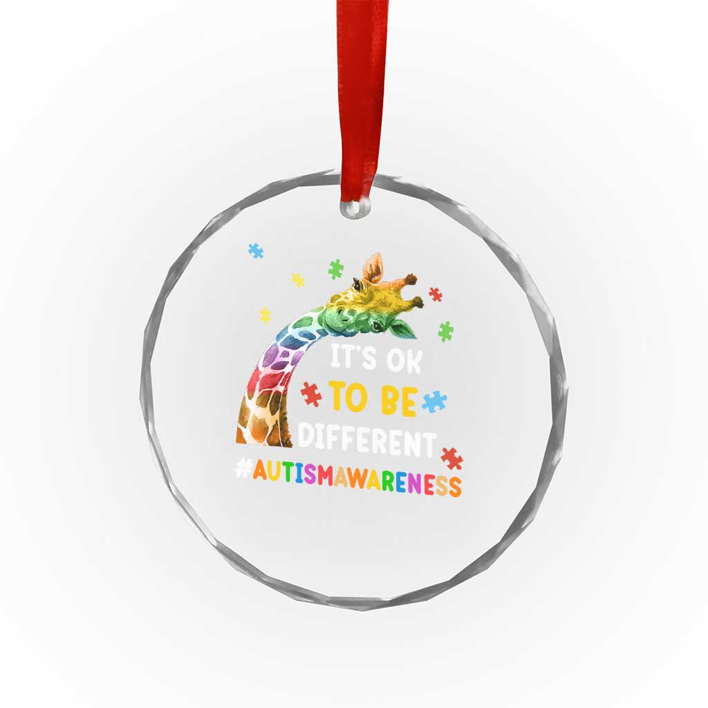 It's Ok To Be Different Autism Awareness Crystal Glass Ornament Rainbow Giraffe Puzzle TS11 Print Your Wear
