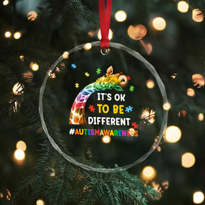 It's Ok To Be Different Autism Awareness Crystal Glass Ornament Rainbow Giraffe Puzzle TS11 Print Your Wear