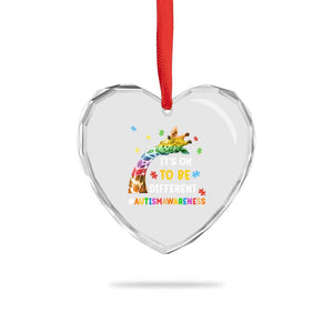 It's Ok To Be Different Autism Awareness Heart Crystal Glass Ornament Rainbow Giraffe Puzzle TS11 Print Your Wear