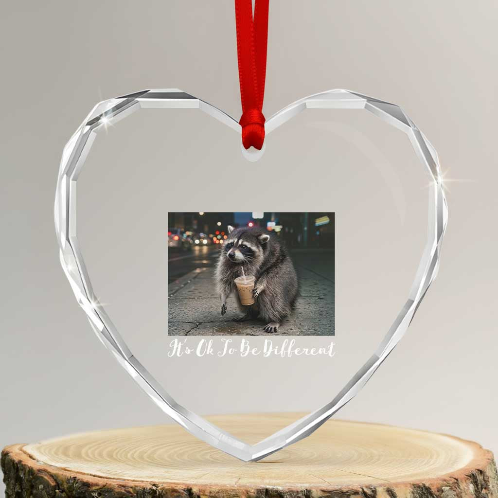 Its Ok To Be Different Jimothy Raccoon Heart Crystal Glass Ornament Funny Short Spine Wildlife TS12 Transparent Glass 3'' Heart Print Your Wear