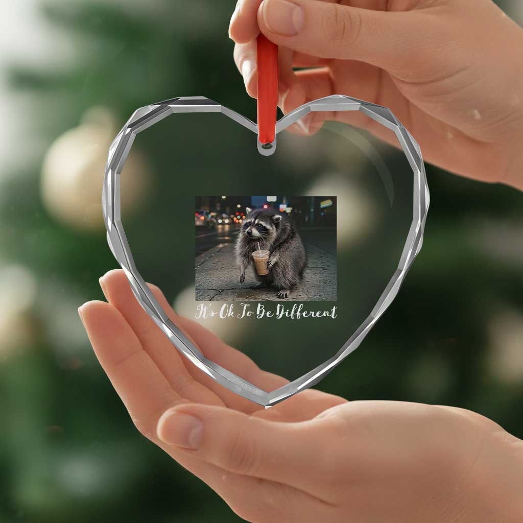 Its Ok To Be Different Jimothy Raccoon Heart Crystal Glass Ornament Funny Short Spine Wildlife