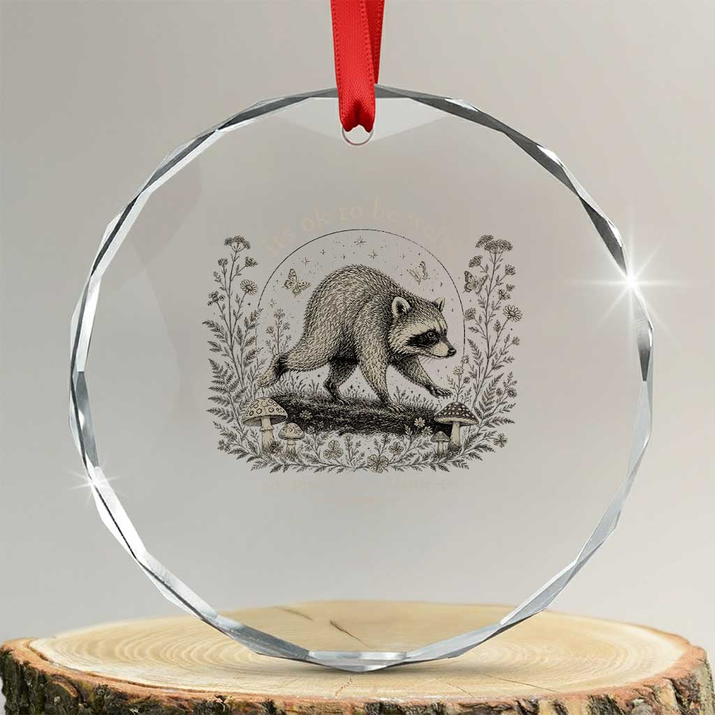 Its Ok To Be Weird Jimothy Seattle Raccoon Vintage Cottagecore Crystal Glass Ornament TS10 Transparent Glass 3'' Circle Print Your Wear