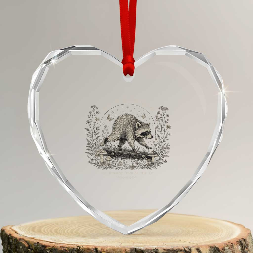 Its Ok To Be Weird Jimothy Seattle Raccoon Vintage Cottagecore Heart Crystal Glass Ornament TS10 Transparent Glass 3'' Heart Print Your Wear