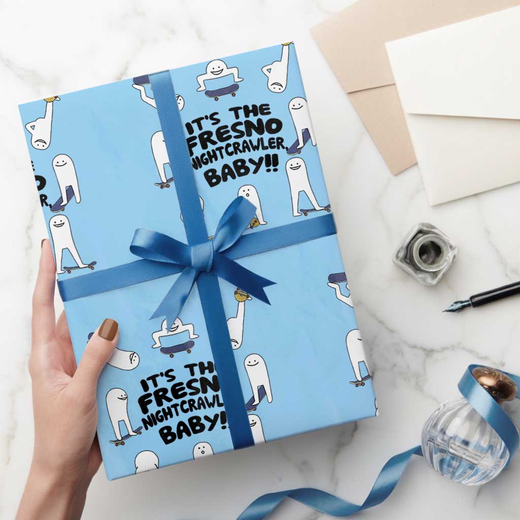 Its The Fresno Nightcrawler Baby Wrapping Paper Roll Funny Cryptid Skate Style Gift TS12 Light Blue Print Your Wear
