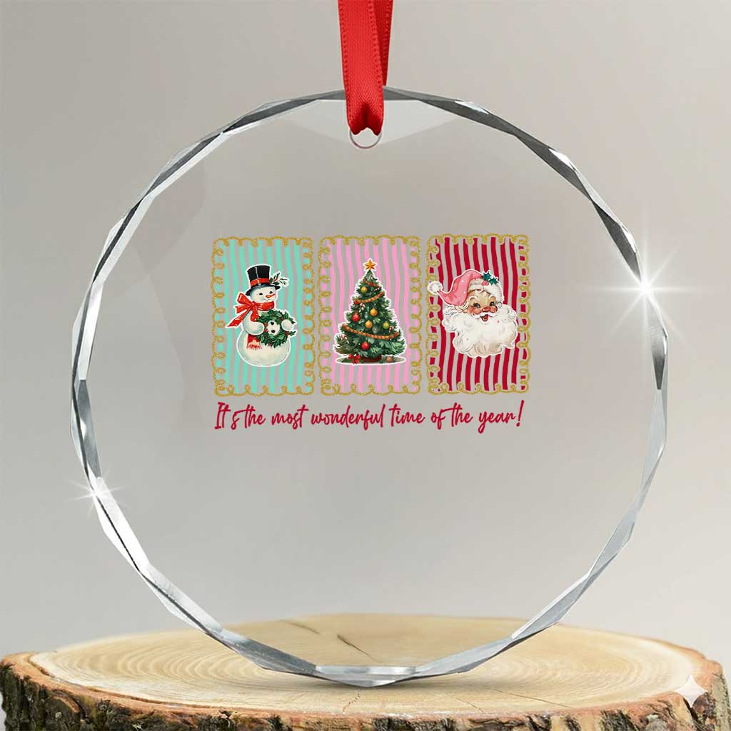 It's The Most Wonderful Time Of The Year Crystal Glass Ornament Coquette Christmas TS11 Transparent Glass 3'' Circle Print Your Wear