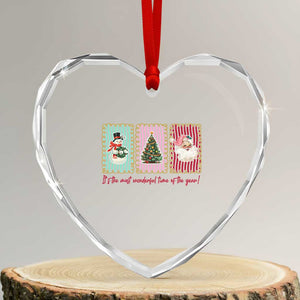 It's The Most Wonderful Time Of The Year Heart Crystal Glass Ornament Coquette Christmas TS11 Transparent Glass 3'' Heart Print Your Wear