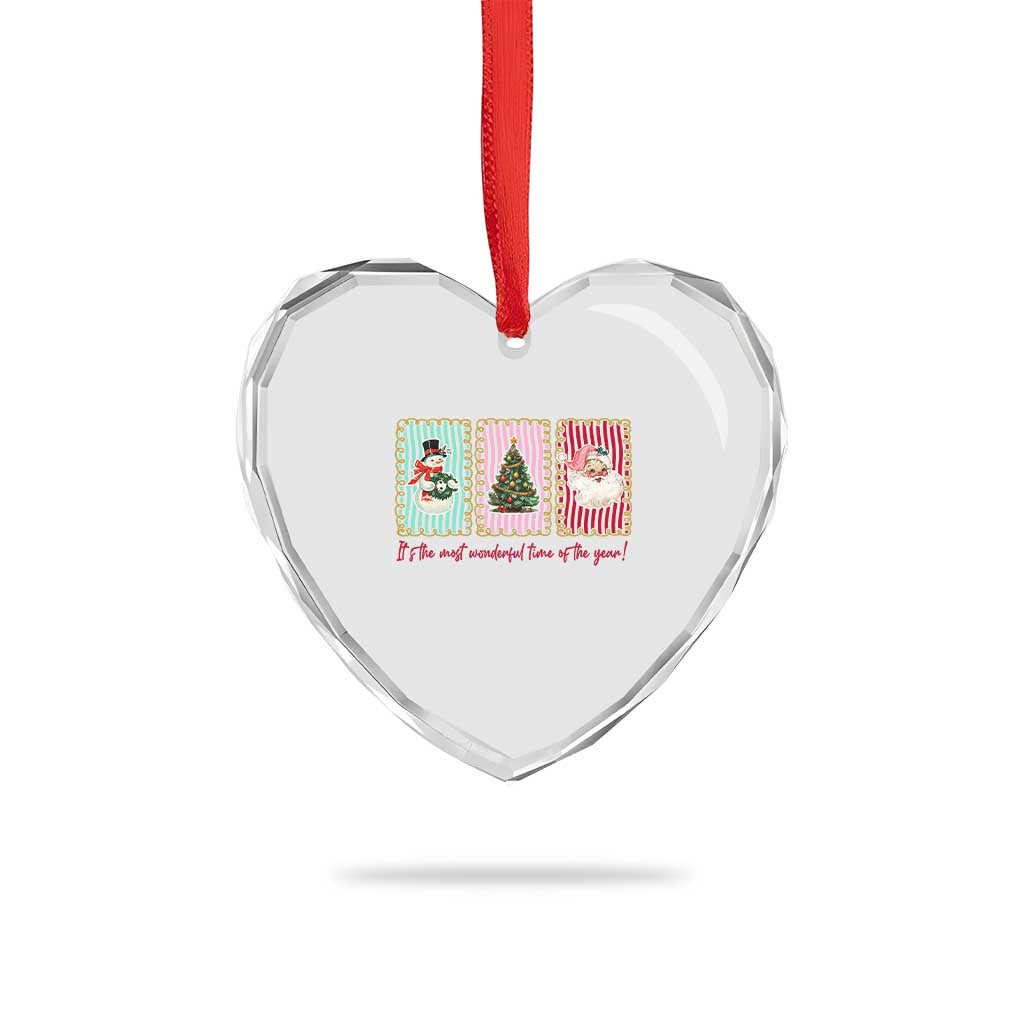 It's The Most Wonderful Time Of The Year Heart Crystal Glass Ornament Coquette Christmas TS11 Print Your Wear