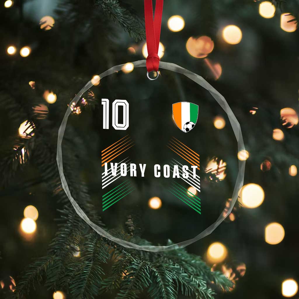 Ivory Coast Soccer Sports Graphic Number 10 Jersey Style Crystal Glass Ornament Proud Ivorian Cote d'Ivoire Football Fans Game Day Pride