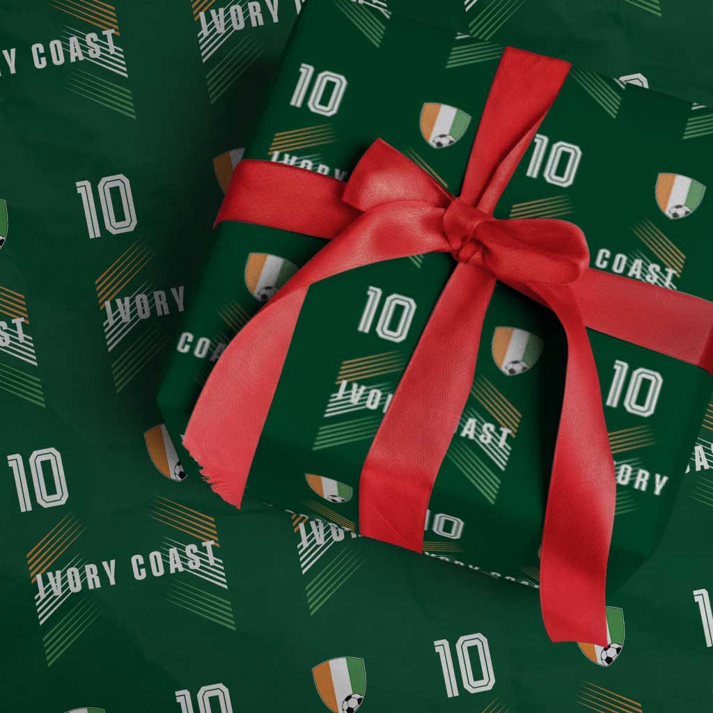 Ivory Coast Soccer Sports Graphic Number 10 Jersey Style Wrapping Paper Roll Proud Ivorian Cote d'Ivoire Football Fans Game Day Pride TS02 Green Print Your Wear