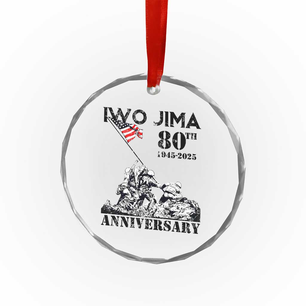 Iwo Jima WWII Veteran Crystal Glass Ornament 80th Anniversary 4th of July US Flag TS02 Print Your Wear